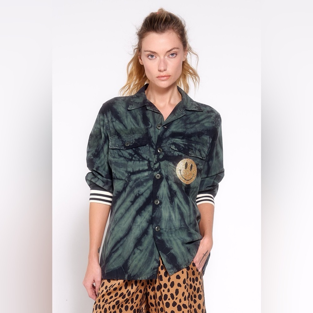 AQC Aquarius Cocktail Hot Lips Black Smiley Jacket - Army Green Spiral